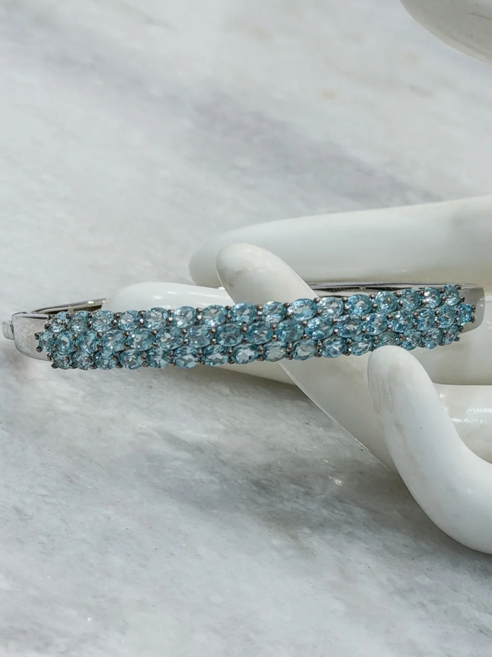 Betroka Blue Apatite Sterling Silver 7.25” Bangle Bracelet
